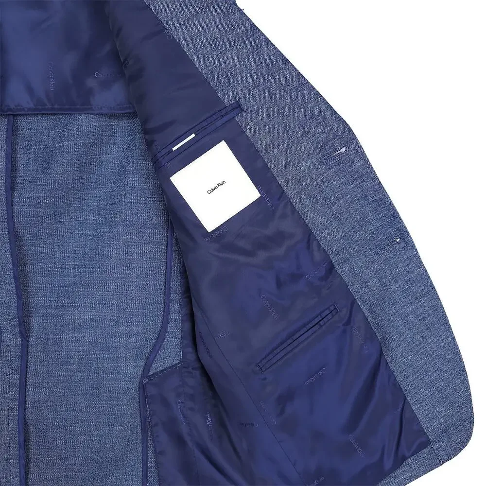 Calvin Klein Mens Slim Fit Sport Coat Blazer 40R Blue Solid Stretch NWT